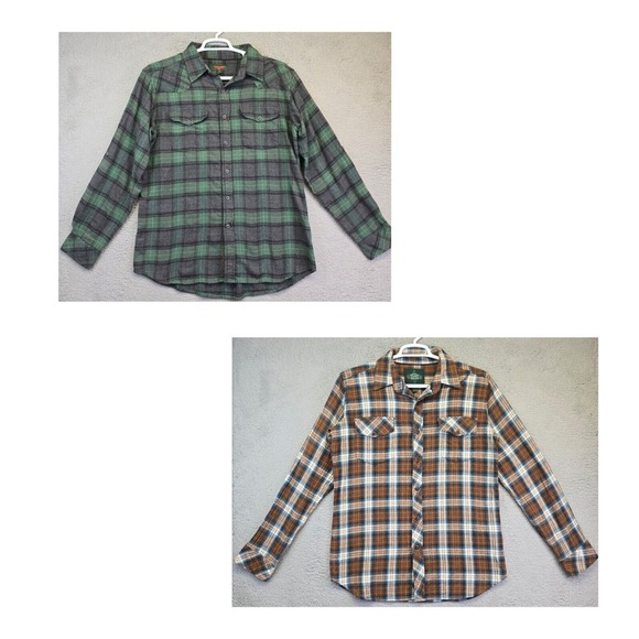 Flyshacker Button Down Lot of 2 Mens Large Green Red Plaid Cabincore‎ Academia - Picture 1 of 14